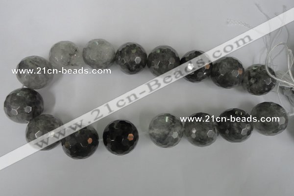 CCQ320 15.5 inches 25mm faceted round cloudy quartz beads wholesale