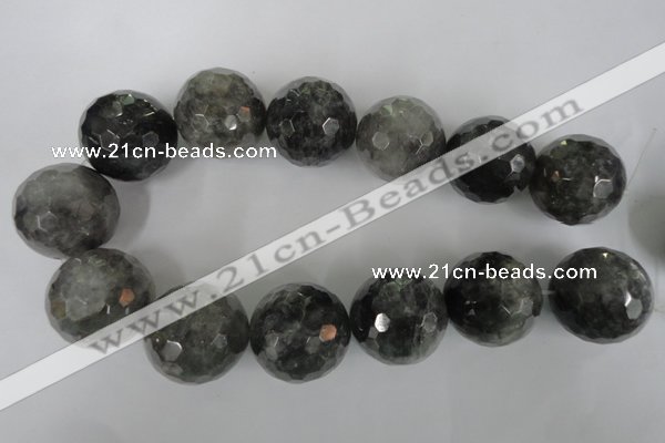 CCQ321 15.5 inches 30mm faceted round cloudy quartz beads wholesale