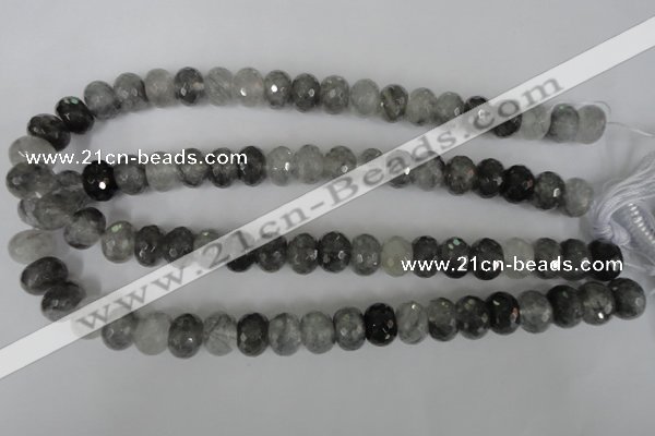 CCQ333 15.5 inches 10*14mm faceted rondelle cloudy quartz beads