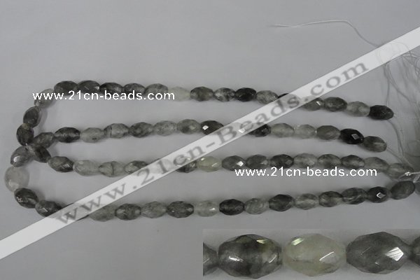 CCQ348 15.5 inches 8*12mm faceted rice cloudy quartz beads wholesale