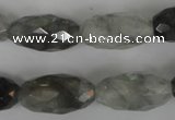 CCQ350 15.5 inches 12*22mm faceted rice cloudy quartz beads wholesale