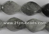 CCQ360 15.5 inches 15*25mm twisted rice cloudy quartz beads wholesale