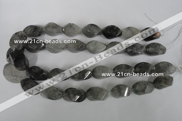 CCQ360 15.5 inches 15*25mm twisted rice cloudy quartz beads wholesale