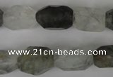 CCQ365 15.5 inches 12*16mm faceted nuggets cloudy quartz beads wholesale