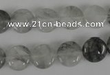 CCQ370 15.5 inches 12mm flat round cloudy quartz beads wholesale