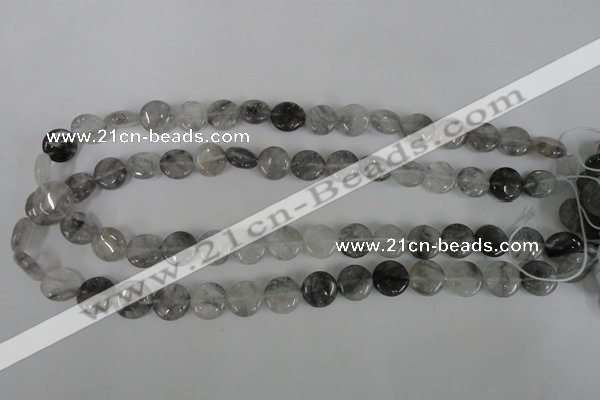 CCQ370 15.5 inches 12mm flat round cloudy quartz beads wholesale