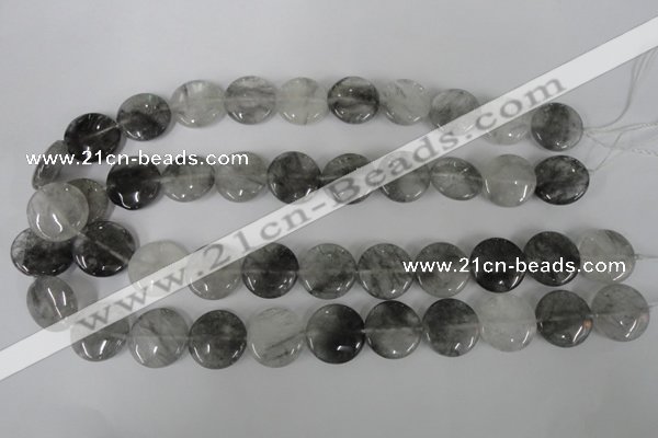 CCQ373 15.5 inches 18mm flat round cloudy quartz beads wholesale