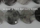 CCQ374 15.5 inches 20mm flat round cloudy quartz beads wholesale