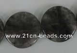 CCQ376 15.5 inches 25mm flat round cloudy quartz beads wholesale