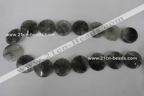 CCQ376 15.5 inches 25mm flat round cloudy quartz beads wholesale