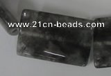 CCQ442 15.5 inches 25*35mm flat tube cloudy quartz beads wholesale