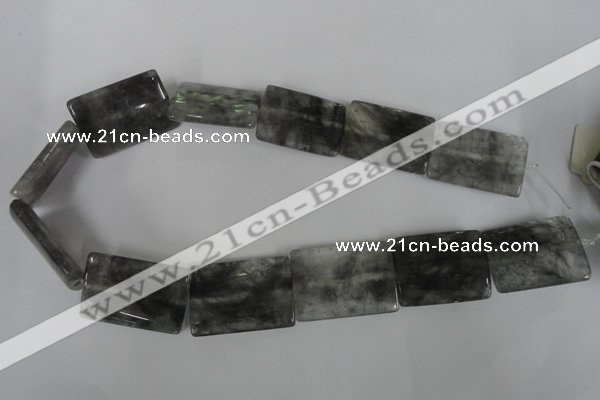 CCQ442 15.5 inches 25*35mm flat tube cloudy quartz beads wholesale