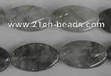 CCQ455 15.5 inches 15*25mm twisted oval cloudy quartz beads wholesale