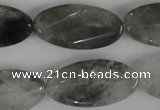 CCQ456 15.5 inches 15*30mm twisted oval cloudy quartz beads wholesale