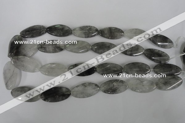 CCQ456 15.5 inches 15*30mm twisted oval cloudy quartz beads wholesale
