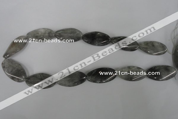 CCQ458 15.5 inches 18*35mm twisted oval cloudy quartz beads wholesale