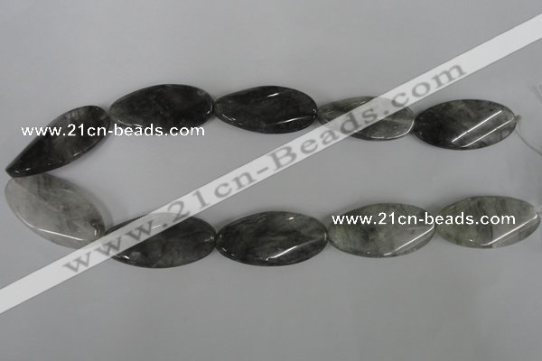 CCQ460 15.5 inches 20*40mm twisted oval cloudy quartz beads wholesale