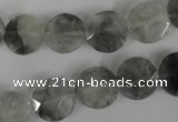 CCQ464 15.5 inches 12mm faceted coin cloudy quartz beads wholesale