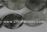 CCQ480 15.5 inches 18*25mm twisted & faceted oval cloudy quartz beads