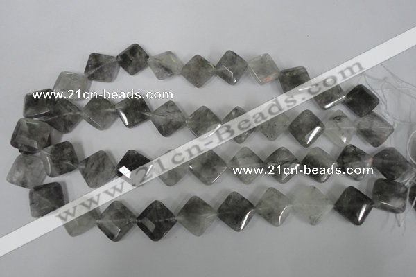 CCQ485 15.5 inches 15*15mm faceted diamond cloudy quartz beads