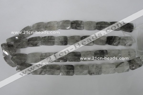 CCQ494 15*20mm twisted & faceted rectangle cloudy quartz beads