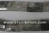 CCQ498 15.5 inches 13*20mm faceted flat tube cloudy quartz beads