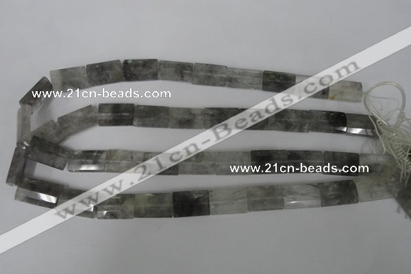 CCQ498 15.5 inches 13*20mm faceted flat tube cloudy quartz beads