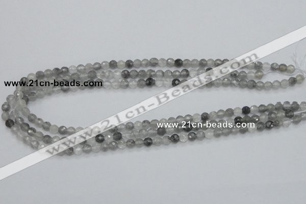 CCQ58 15.5 inches 6mm faceted round cloudy quartz beads wholesale