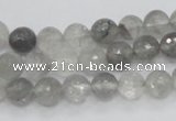 CCQ59 15.5 inches 8mm faceted round cloudy quartz beads wholesale