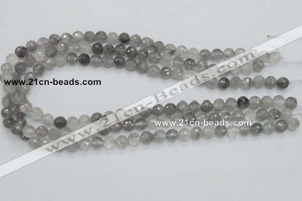 CCQ59 15.5 inches 8mm faceted round cloudy quartz beads wholesale