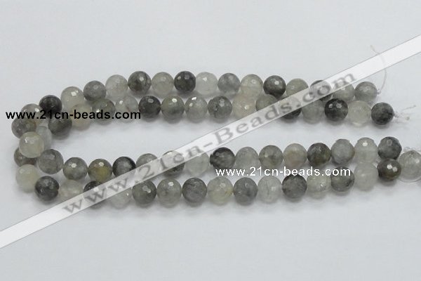 CCQ61 15.5 inches 12mm faceted round cloudy quartz beads wholesale