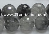 CCQ63 15.5 inches 16mm faceted round cloudy quartz beads wholesale