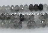 CCQ73 15.5 inches 6*8mm faceted rondelle cloudy quartz beads wholesale