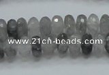 CCQ74 15.5 inches 7*10mm faceted rondelle cloudy quartz beads wholesale