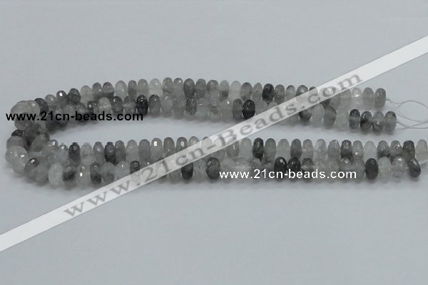 CCQ74 15.5 inches 7*10mm faceted rondelle cloudy quartz beads wholesale