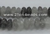 CCQ75 15.5 inches 6*12mm faceted rondelle cloudy quartz beads wholesale