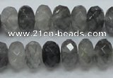 CCQ76 15.5 inches 8*14mm faceted rondelle cloudy quartz beads wholesale