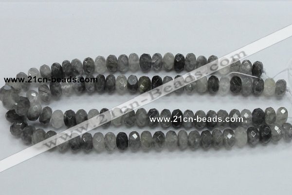 CCQ76 15.5 inches 8*14mm faceted rondelle cloudy quartz beads wholesale