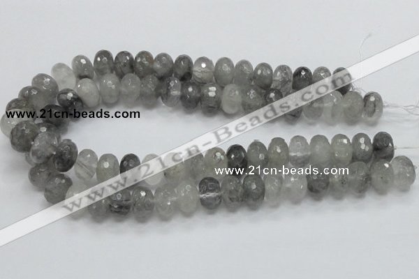 CCQ78 15.5 inches 10*16mm faceted rondelle cloudy quartz beads wholesale