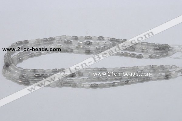 CCQ88 15.5 inches 4*7mm faceted rice cloudy quartz beads wholesale