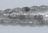 CCQ90 15.5 inches 6*10mm faceted rice cloudy quartz beads wholesale