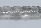 CCQ91 15.5 inches 6*12mm faceted rice cloudy quartz beads wholesale