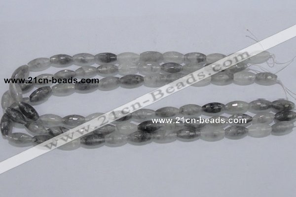 CCQ92 15.5 inches 8*16mm faceted rice cloudy quartz beads wholesale