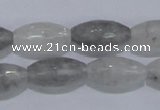 CCQ93 15.5 inches 10*20mm faceted rice cloudy quartz beads wholesale