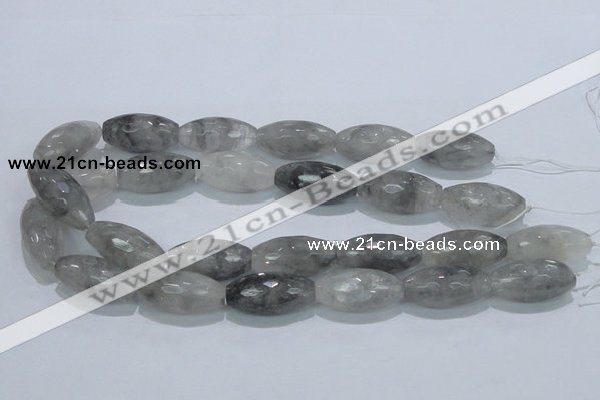 CCQ94 15.5 inches 15*30mm faceted rice cloudy quartz beads wholesale