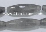 CCQ96 15.5 inches 12*40mm faceted rice cloudy quartz beads wholesale