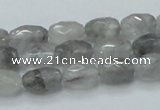 CCQ97 15.5 inches 8*12mm faceted egg-shaped cloudy quartz beads