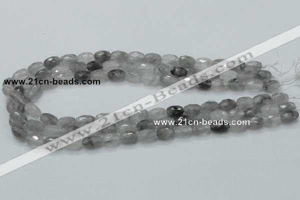 CCQ97 15.5 inches 8*12mm faceted egg-shaped cloudy quartz beads