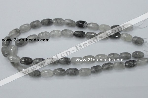 CCQ99 15.5 inches 10*16mm faceted egg-shaped cloudy quartz beads