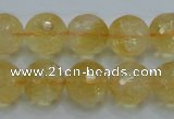 CCR06 15.5 inches 14mm faceted round natural citrine gemstone beads